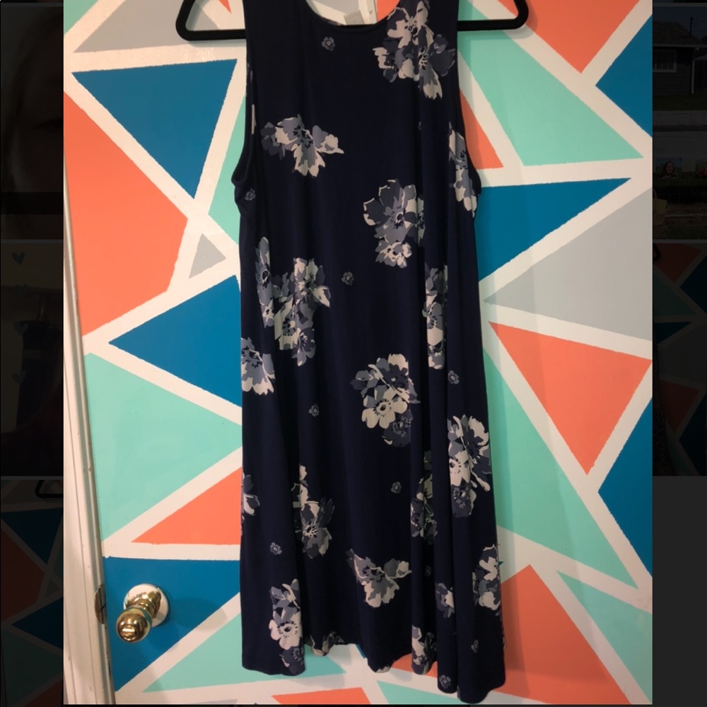 Navy Blue Floral Dress